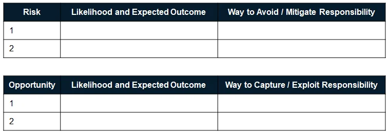 Analysis of Risks and Opportunities Table